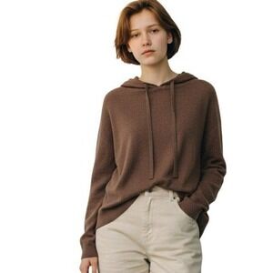 Luxury Premier Collection Cashmere Blend Hoodie Brown Women's Size M